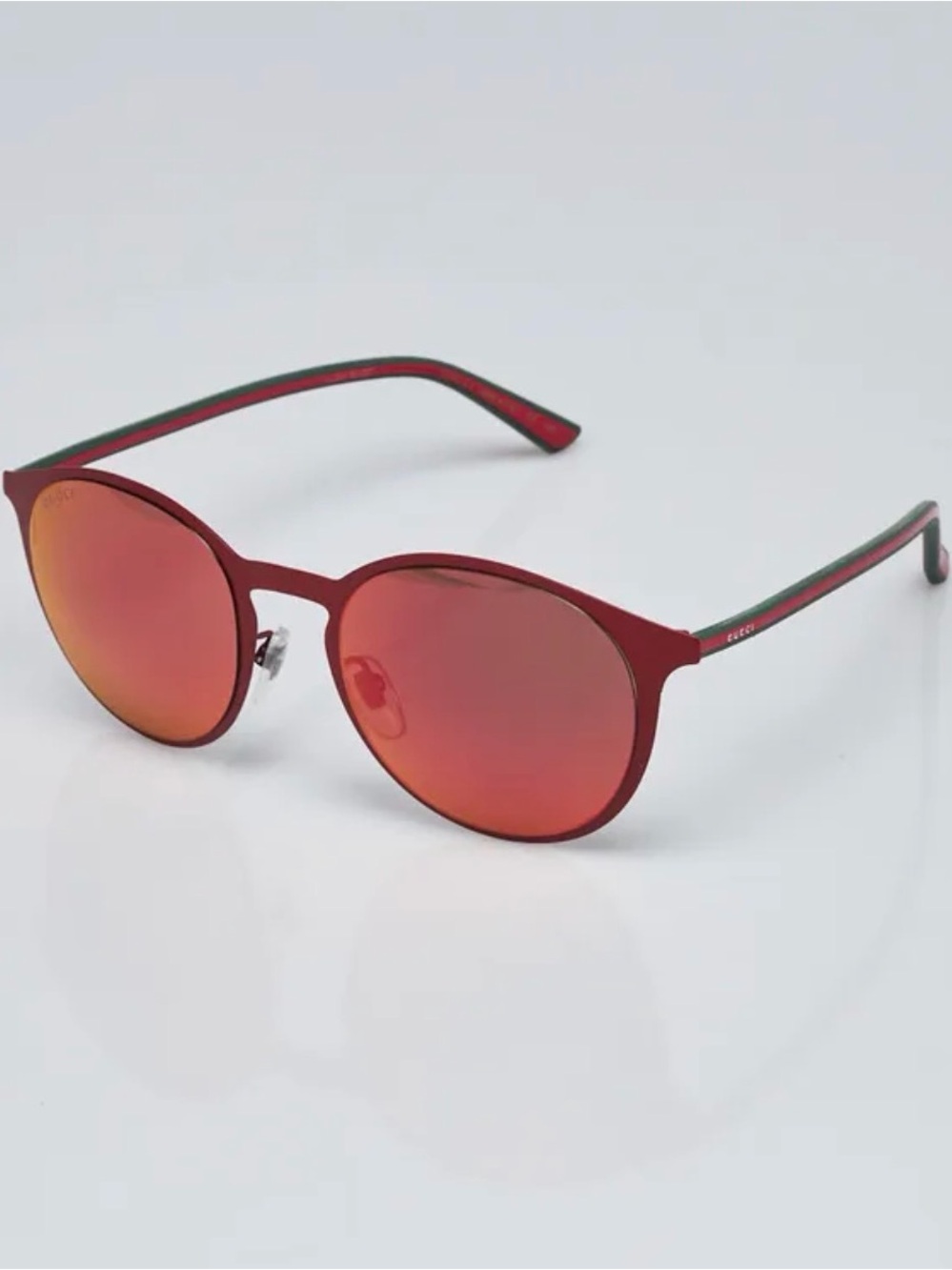 Gucci Red Round Mirrored Sunglasses with Red-Orange Lenses